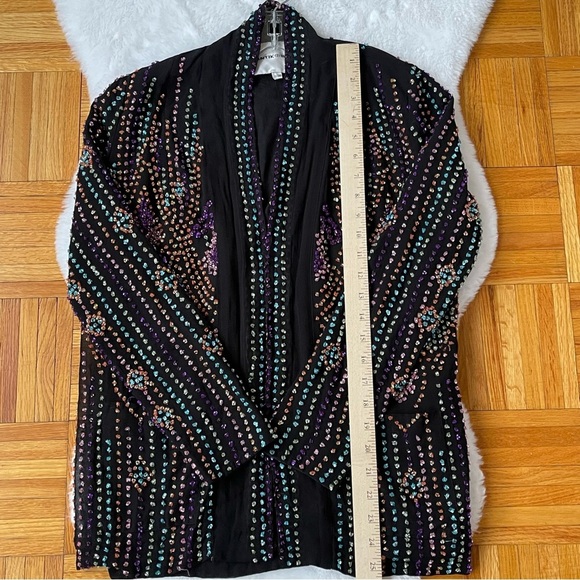 ANTIK BATIK open sequence texture black blazer jacket - Picture 6 of 9
